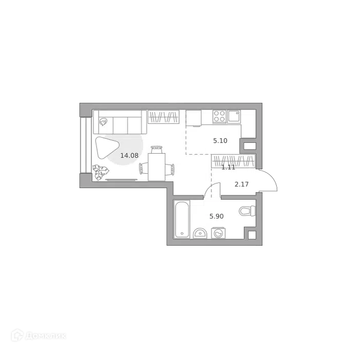 Студия 28.36 м² Мнёвники от Гранель