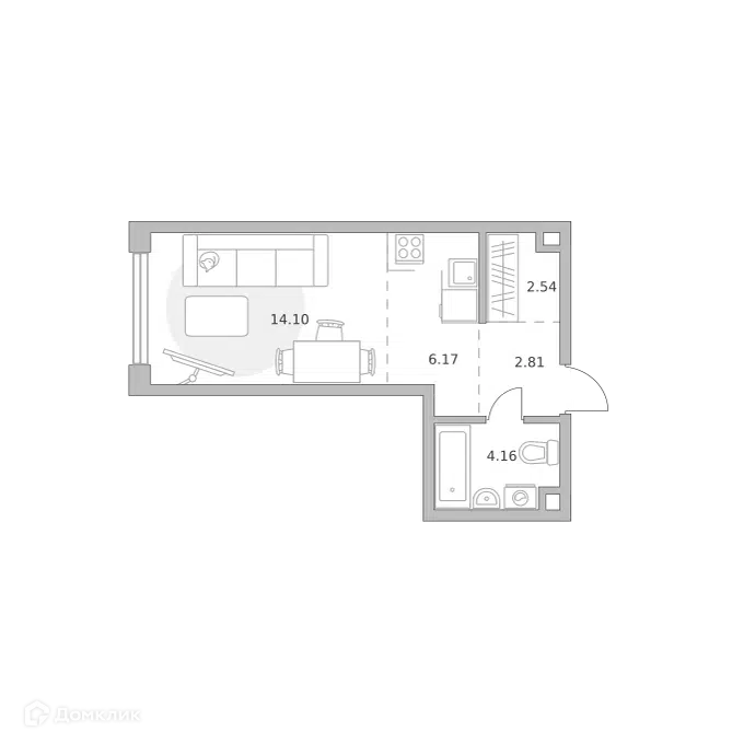 Студия 29.78 м² Мнёвники от Гранель