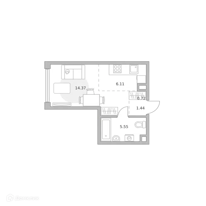 Студия 28.19 м² Мнёвники от Гранель