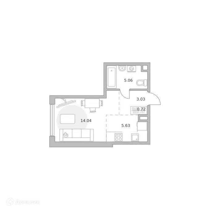 Студия 28.48 м² Мнёвники от Гранель
