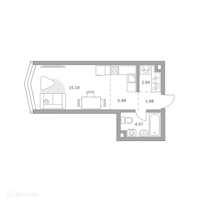 Студия 29.76 м² Мнёвники от Гранель