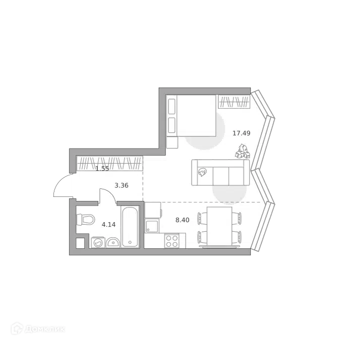 1-комнатная квартира 34.94 м² Мнёвники от Гранель