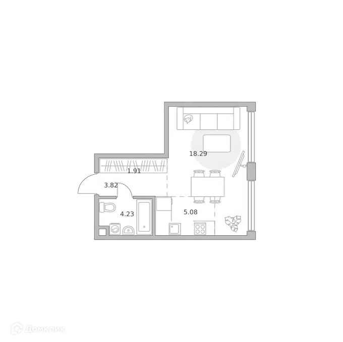 1-комнатная квартира 33.33 м² Мнёвники от Гранель