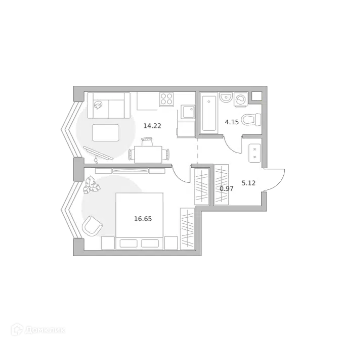 1-комнатная квартира 41.11 м² Мнёвники от Гранель