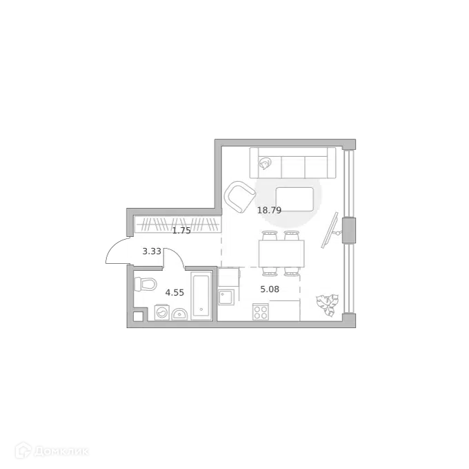1-комнатная квартира 33.5 м² Мнёвники от Гранель