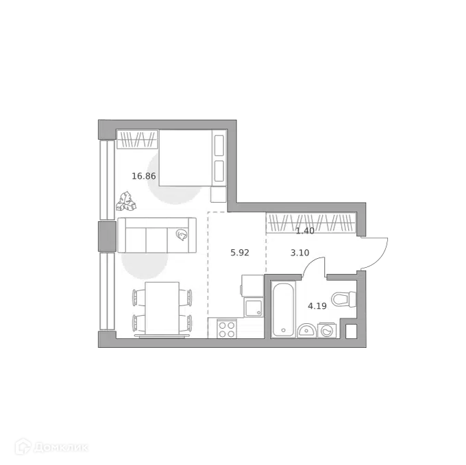 1-комнатная квартира 31.47 м² Мнёвники от Гранель