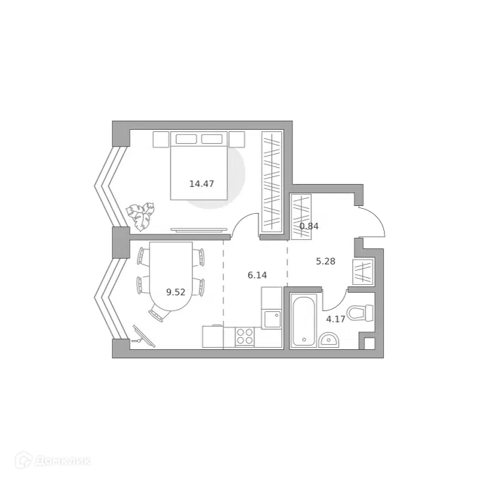 1-комнатная квартира 40.42 м² Мнёвники от Гранель