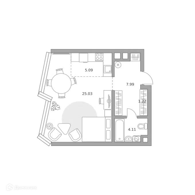 1-комнатная квартира 43.44 м² Мнёвники от Гранель