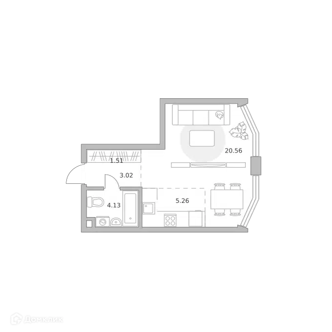 1-комнатная квартира 34.48 м² Мнёвники от Гранель