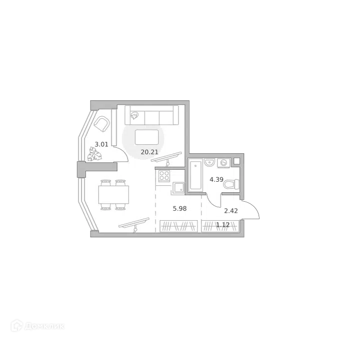 1-комнатная квартира 37.13 м² Мнёвники от Гранель