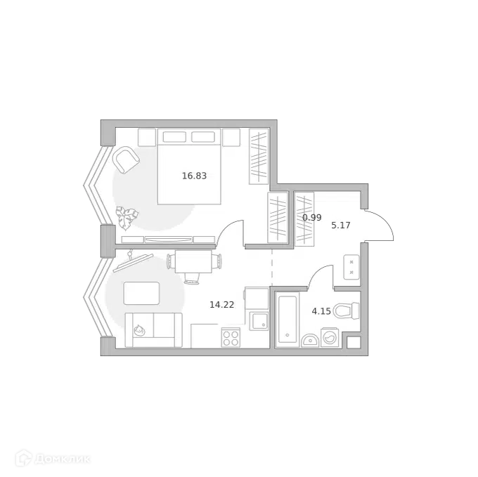 1-комнатная квартира 41.36 м² Мнёвники от Гранель