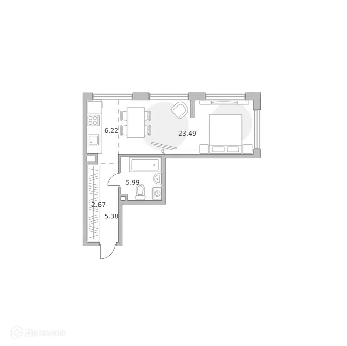 1-комнатная квартира 43.75 м² Мнёвники от Гранель