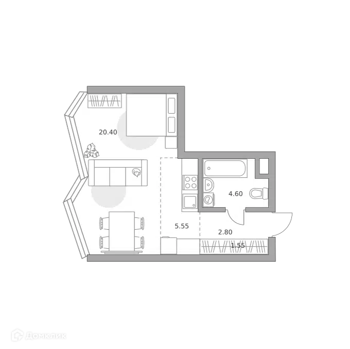 1-комнатная квартира 34.9 м² Мнёвники от Гранель