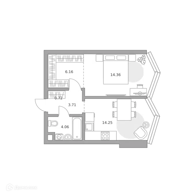 1-комнатная квартира 43.26 м² Мнёвники от Гранель