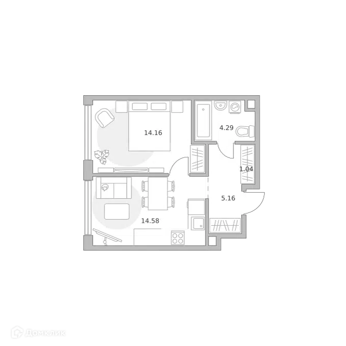 1-комнатная квартира 39.23 м² Мнёвники от Гранель