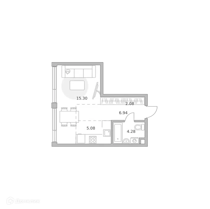 1-комнатная квартира 33.68 м² Мнёвники от Гранель