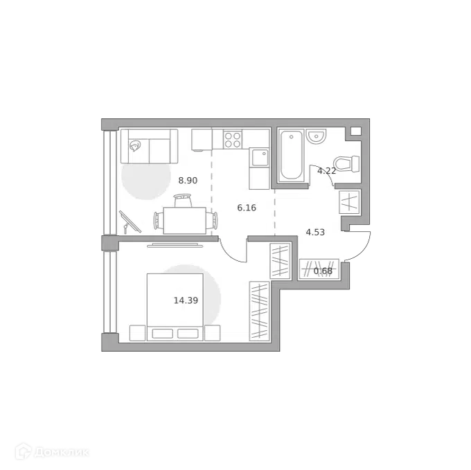 1-комнатная квартира 38.88 м² Мнёвники от Гранель