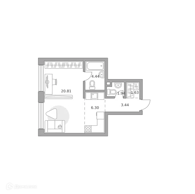 1-комнатная квартира 38.56 м² Мнёвники от Гранель