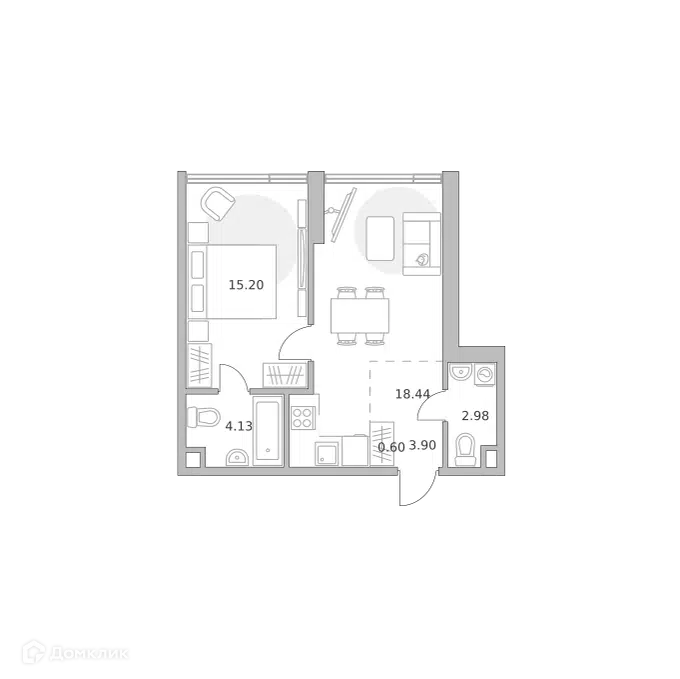 1-комнатная квартира 45.25 м² Мнёвники от Гранель