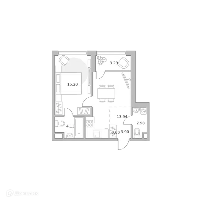 1-комнатная квартира 44.04 м² Мнёвники от Гранель