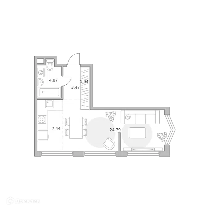 1-комнатная квартира 42.51 м² Мнёвники от Гранель
