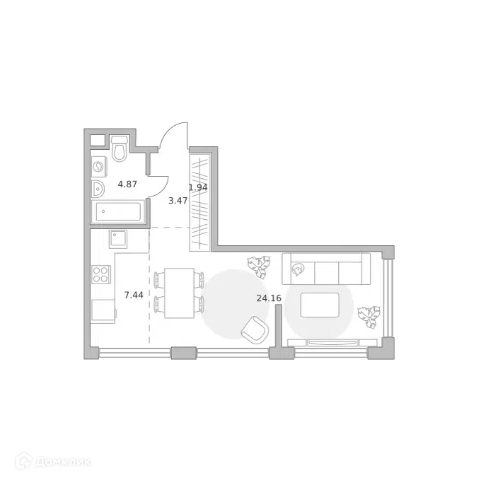 1-комнатная квартира 41.88 м² Мнёвники от Гранель
