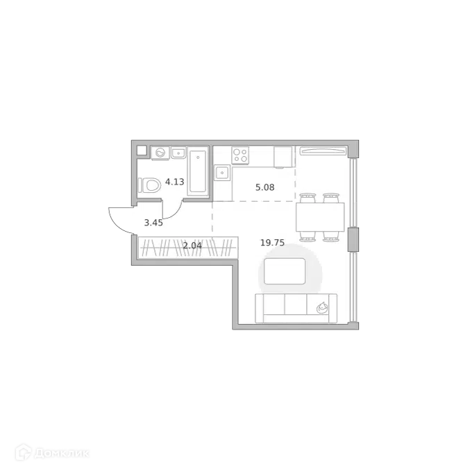 1-комнатная квартира 34.45 м² Мнёвники от Гранель