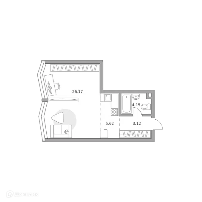 1-комнатная квартира 40.58 м² Мнёвники от Гранель