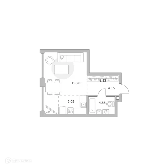 1-комнатная квартира 34.83 м² Мнёвники от Гранель