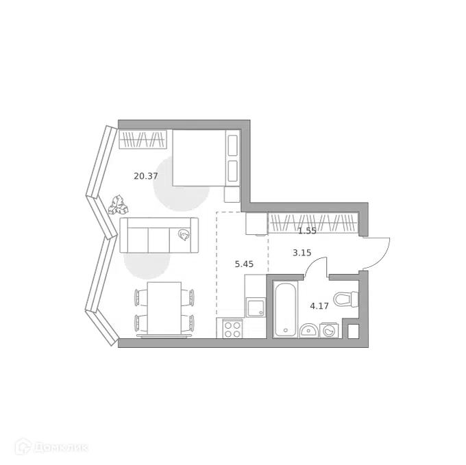 1-комнатная квартира 34.69 м² Мнёвники от Гранель