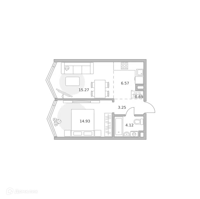 1-комнатная квартира 44.83 м² Мнёвники от Гранель