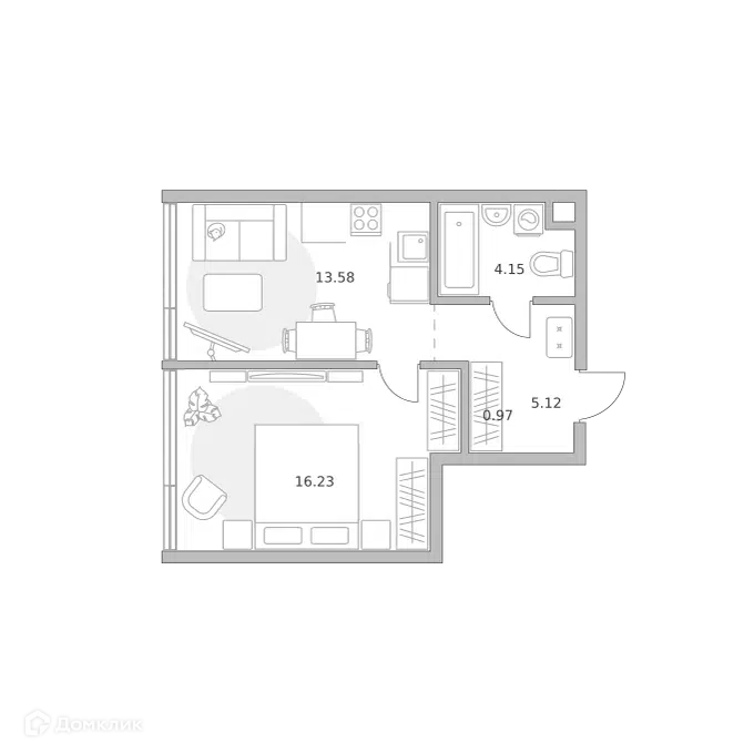 1-комнатная квартира 40.05 м² Мнёвники от Гранель
