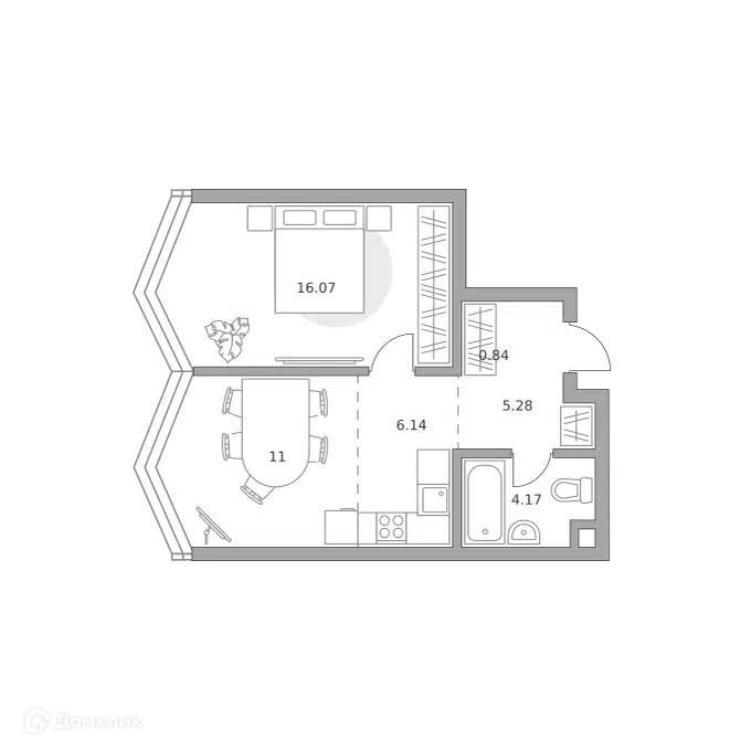 1-комнатная квартира 43.5 м² Мнёвники от Гранель