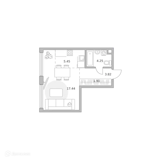 1-комнатная квартира 32.87 м² Мнёвники от Гранель