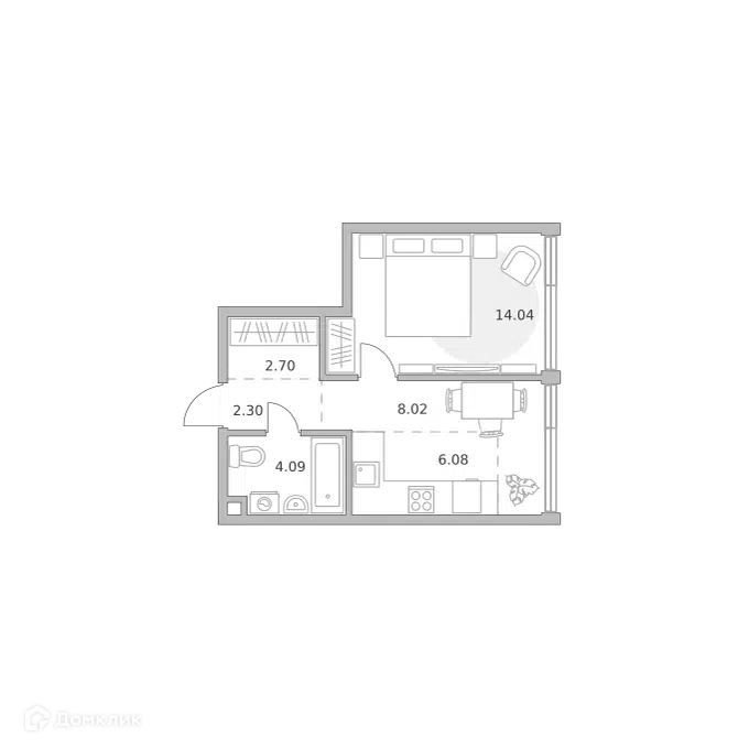 1-комнатная квартира 37.23 м² Мнёвники от Гранель