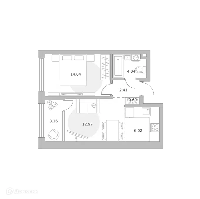 1-комнатная квартира 43.24 м² Мнёвники от Гранель