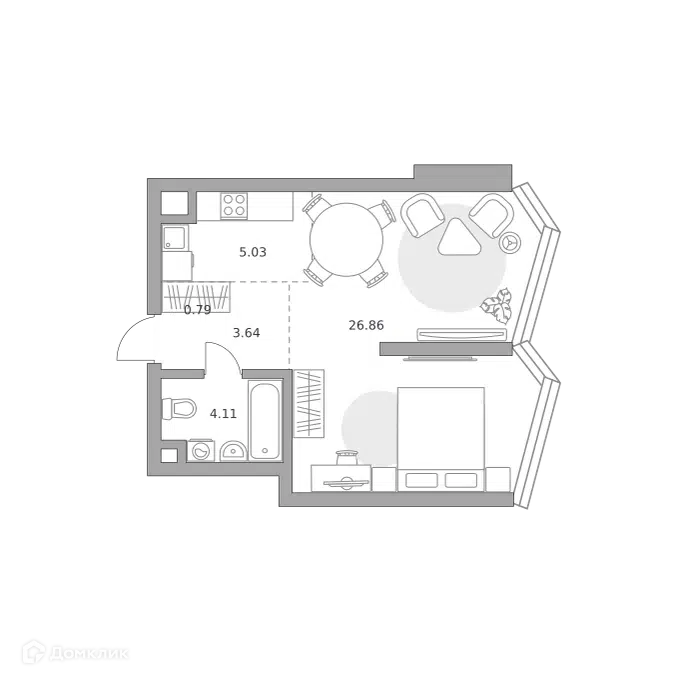 1-комнатная квартира 40.43 м² Мнёвники от Гранель