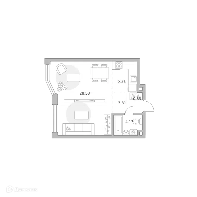 1-комнатная квартира 42.31 м² Мнёвники от Гранель