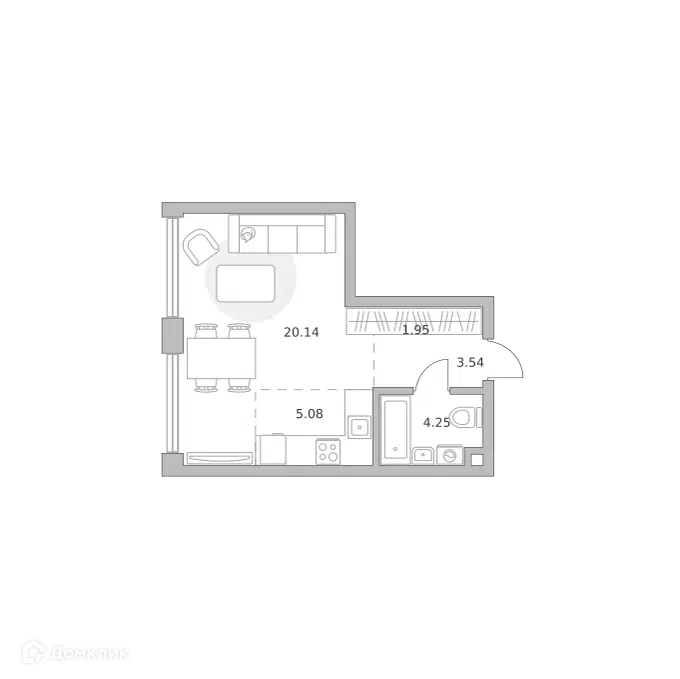 1-комнатная квартира 34.96 м² Мнёвники от Гранель