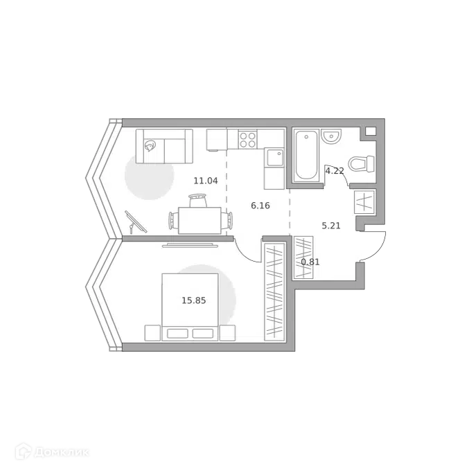 1-комнатная квартира 43.29 м² Мнёвники от Гранель