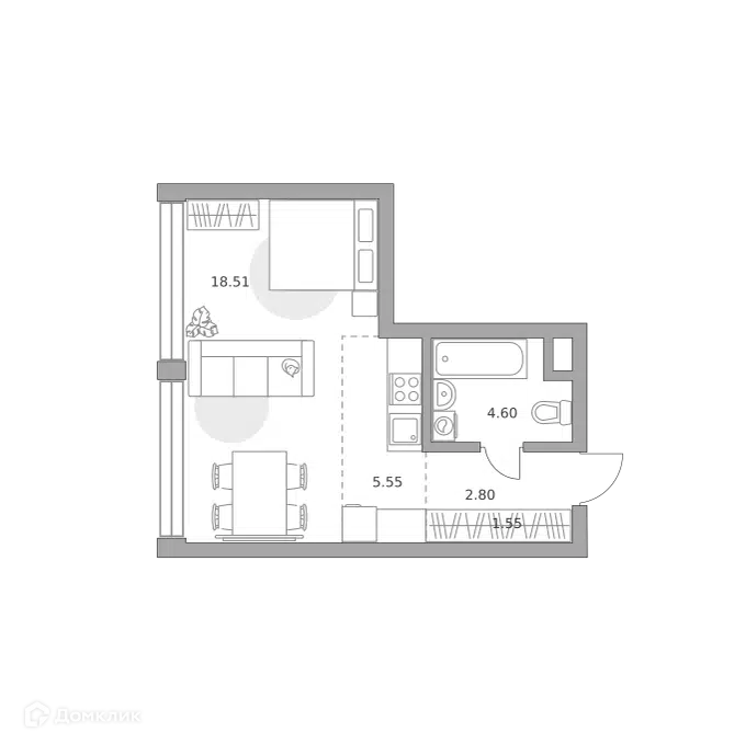 1-комнатная квартира 33.01 м² Мнёвники от Гранель