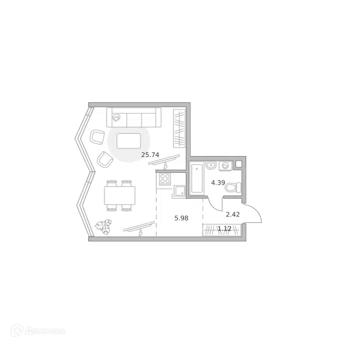 1-комнатная квартира 39.65 м² Мнёвники от Гранель