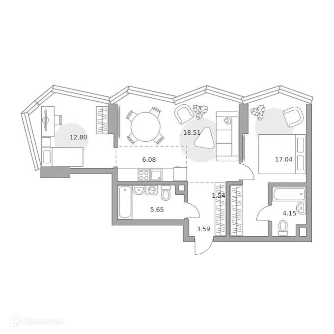 2-комнатная квартира 69.36 м² Мнёвники от Гранель