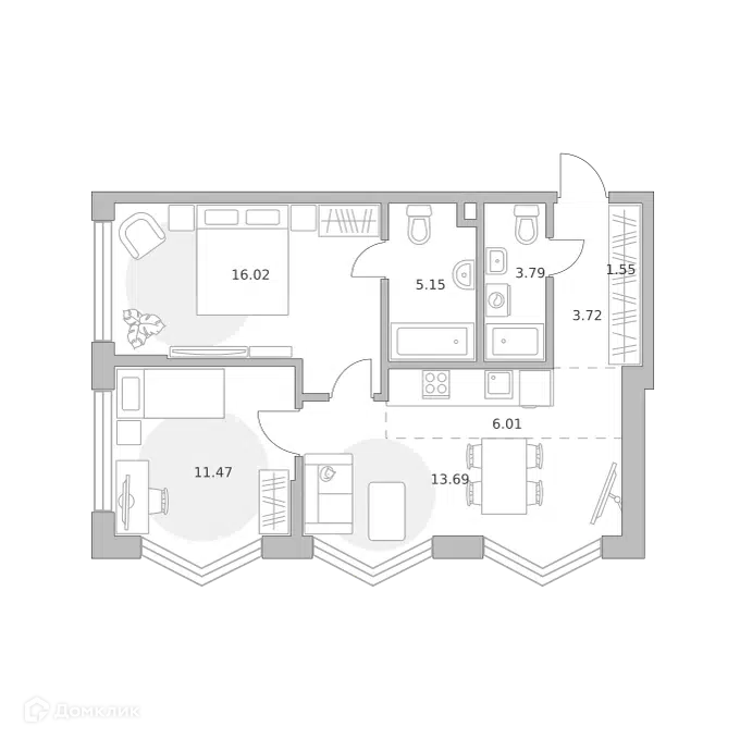 2-комнатная квартира 61.4 м² Мнёвники от Гранель