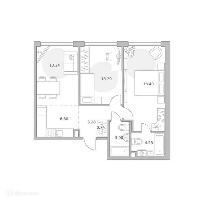 2-комнатная квартира 65.99 м² Мнёвники от Гранель