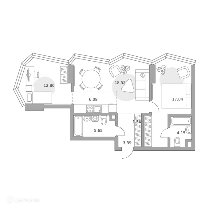 2-комнатная квартира 69.37 м² Мнёвники от Гранель