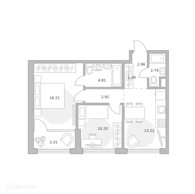 2-комнатная квартира 57.5 м² Мнёвники от Гранель