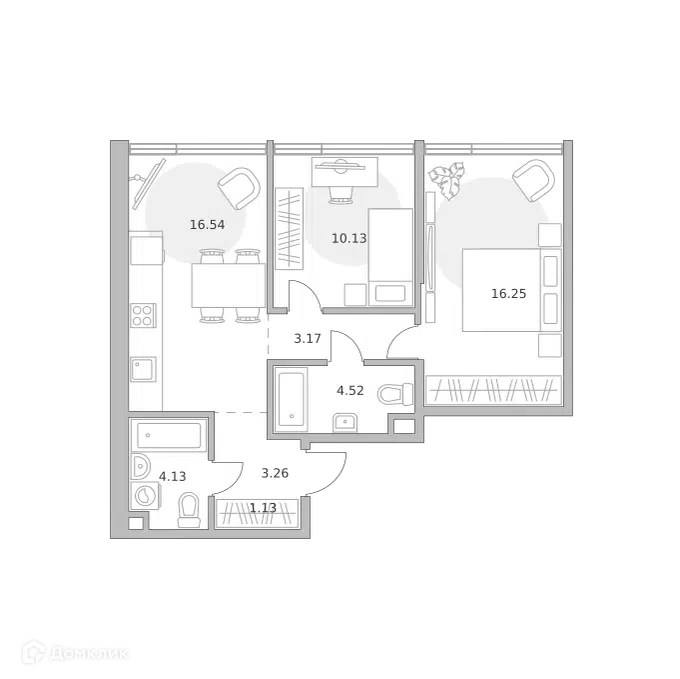 2-комнатная квартира 59.13 м² Мнёвники от Гранель