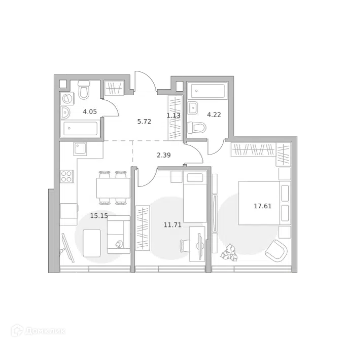 2-комнатная квартира 61.98 м² Мнёвники от Гранель
