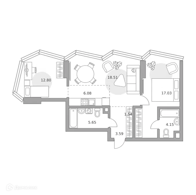 2-комнатная квартира 69.35 м² Мнёвники от Гранель